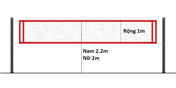 Lưới và cột lưới trong luật bóng chuyền hơi