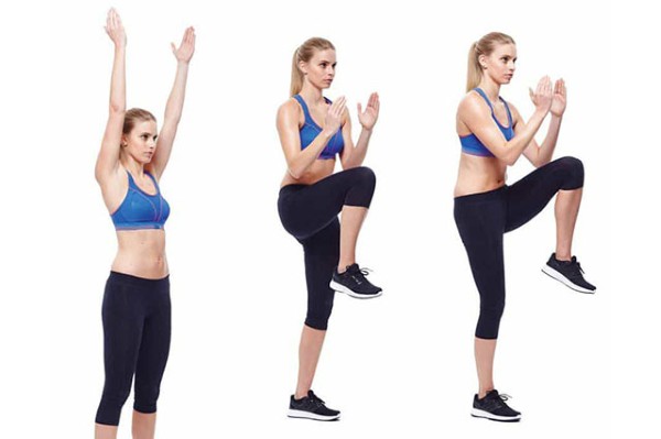 Bài tập Cardio nhảy tay vung lên cao